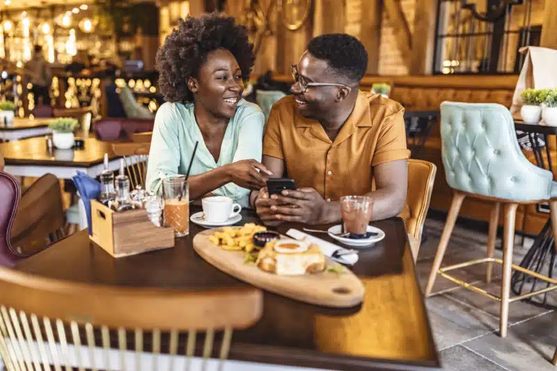 Couple enjoying restaurant in Clifton