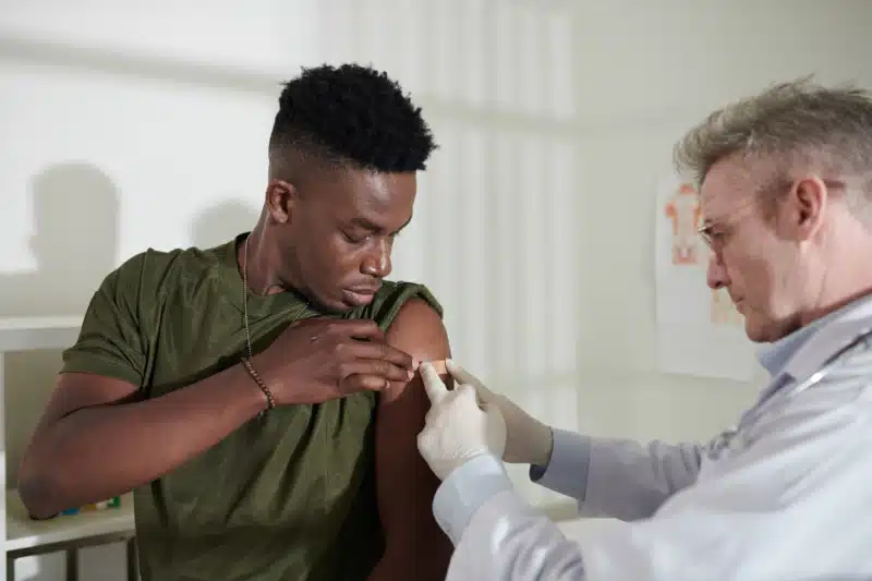 Man getting an immunotherapy shot